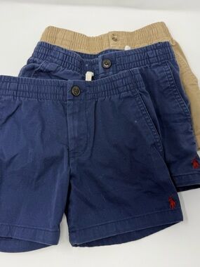 Polo Ralph Lauren Boys 4T Pull-On Shorts LOT - Navy & Khaki 3 pair